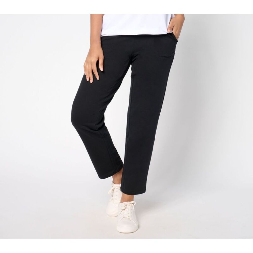 Denim & Co. Women's Pants Sz 1XT Tall EasyWear French Terry Pant Black A671465